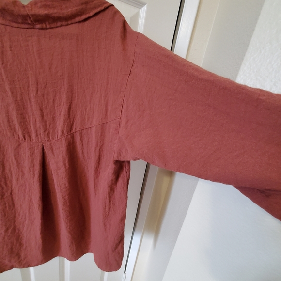 CMC Dusty Mauve Cowl Neck Loose Fit Half Sleeve Blouse Women's Size XL - Picture 7 of 8